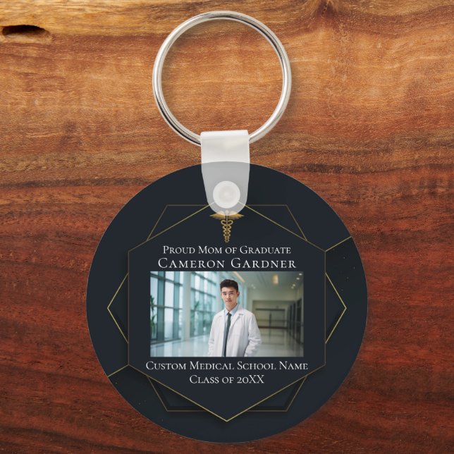 Chic Medical School Photo Graduation Parent Key Ring (Front)