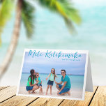 Chic Mele Kalikimaka Beach Christmas Photo Folded<br><div class="desc">Chic customisable beach family photo folded Christmas card with your favourite tropical photo in the sun. Add a full photograph of your favourite memory from your island vacation to the coast on the front and one on the inside along with your personalised message. A beautiful coastal holiday card with a...</div>