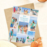 Chic Mele Kalikimaka Family Photo Collage Beach Holiday Card<br><div class="desc">Chic customisable beach family photo collage Christmas card with your favourite tropical photos in the sun. Add 9 of your favourite memories from your island vacation to the coast. A beautiful coastal holiday card with a clean,  modern photograph layout and pretty blue script.</div>