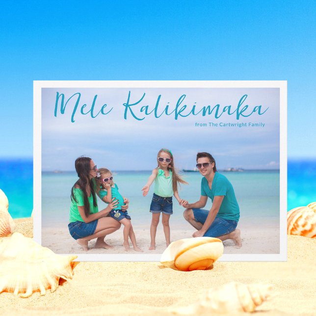 Chic Mele Kalikimaka Full Family Photo Tropical Holiday Card (Creator Uploaded)