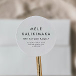 Chic Mele Kalikimaka Return Address Envelope Classic Round Sticker<br><div class="desc">These chic Mele Kalikimaka return address envelope stickers are perfect for a modern holiday card or invitation envelope. The simple design features classic minimalist black and white typography with a rustic boho feel. Customisable in any colour. Keep the design minimal and elegant, as is, or personalise it by adding your...</div>