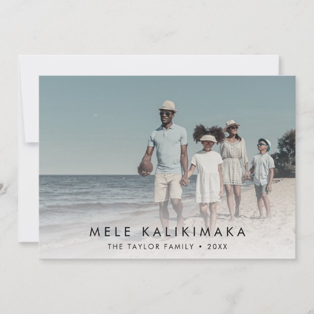 Chic Mele Kalikimaka Year In Review 2 Photo Holida Holiday Card (Front)