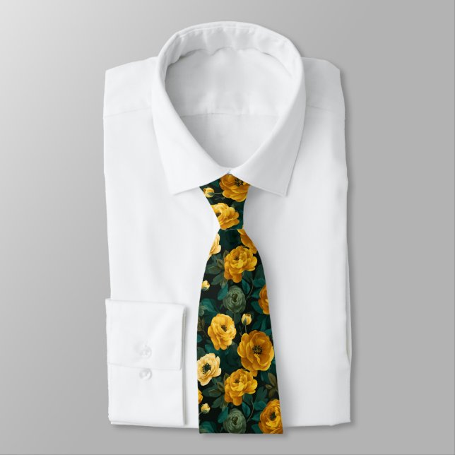 Chic Menswear Ties Ranunculus Floral (Tied)