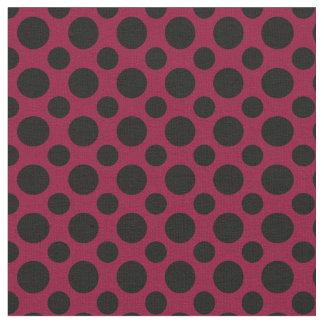 Chic Merlot / Burgundy Black Polka Dots Fabric