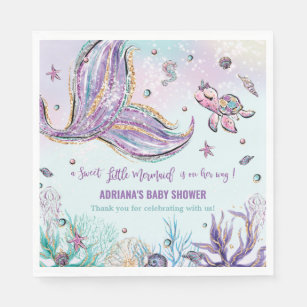 Chic Mermaid Tail Under the Sea Baby Shower Party Napkin
