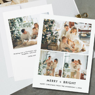 Chic Merry and Bright Christmas MInimalist Photo Holiday Card