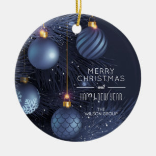 Chic Merry Christmas Blue Tree Ornaments