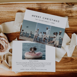 Chic Merry Christmas Year In Review 4 Photo Holiday Card