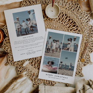 Chic Merry Christmas Year In Review 5 Photo Holiday Card