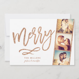 Chic Merry Glitter Photo Booth Film Strip Holiday Card