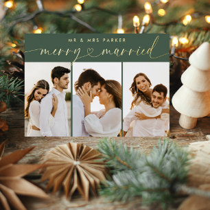 Chic Merry & Married Heart Script Christmas Photo