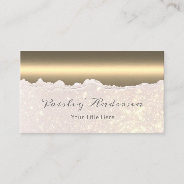 Chic Metallic Gold Glitter Business Card (Front)