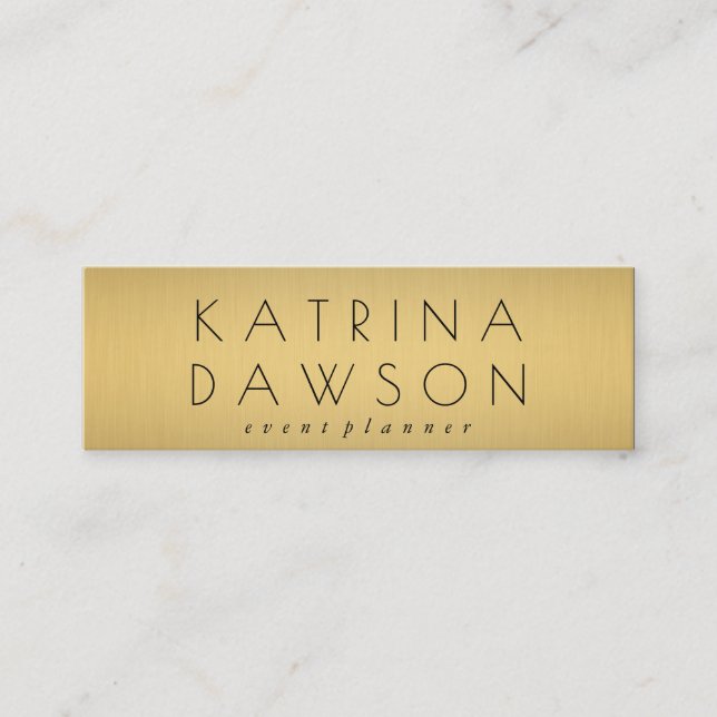 Chic Metallic Gold Mini Business Card (Front)