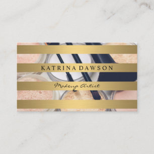 Chic Metallic Gold Stripes Makeup Palette Business Card