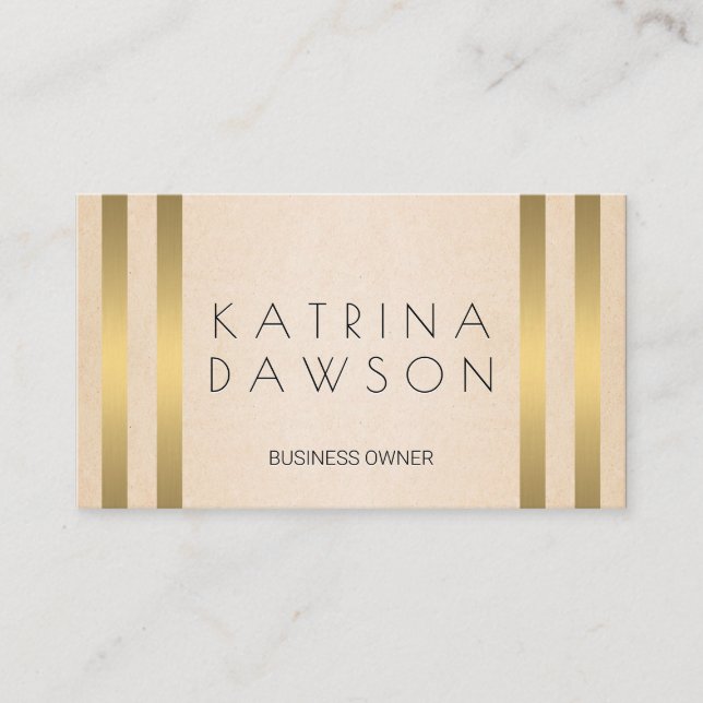 Chic Metallic Gold Stripes | Texture Background Business Card (Front)