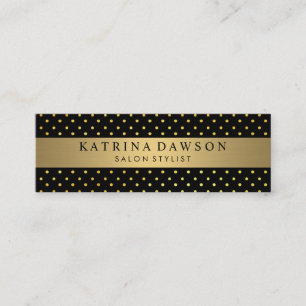 Chic Metallic Gold with Polka Dots Mini Business Card