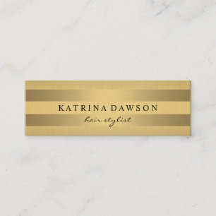 Chic Metallic Gold with Subtle Stripes Mini Business Card