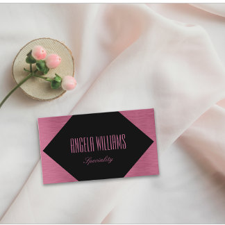 Chic metallic rose gold and black business card