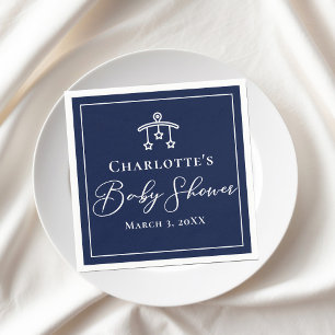 Chic Midnight Blue Baby Shower Personalised Party Napkin