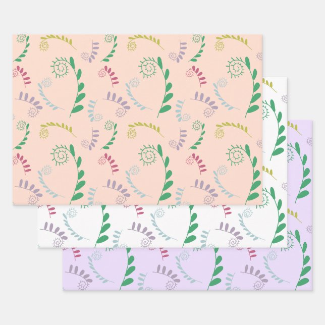 Chic Mimosa Leaves Gift Wrapping Paper Sheet (Set)