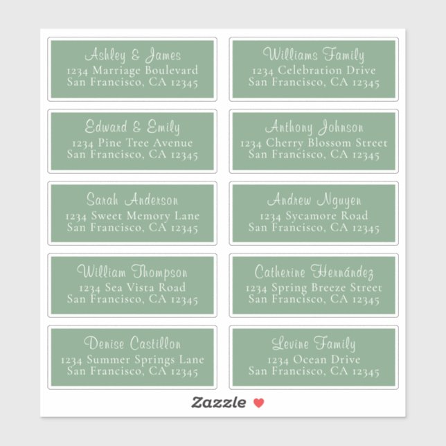 Chic Mineral Green Wedding Guest Address Labels (Sheet)