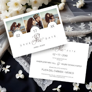 Chic Minimal 3 Photos Collage Wedding Save The Date