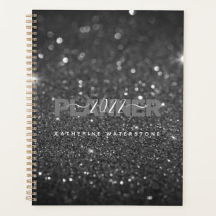 Chic Minimal Black Glitter Planner