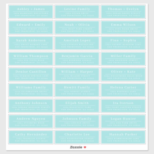 Chic Minimal Blue Wedding Guest Address Labels (Sheet)