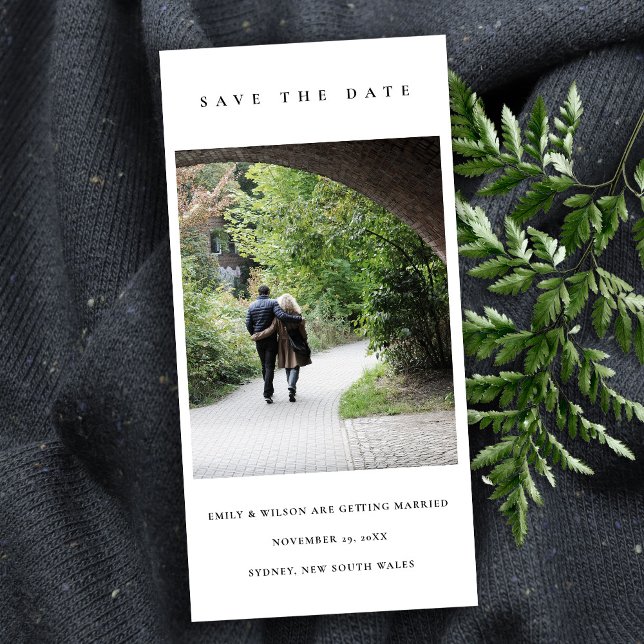 CHIC MINIMAL CLEAN CUSTOM PHOTO SAVE THE DATE CARD (Creator Uploaded)