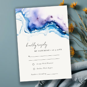 Chic Minimal Coastal Sea Beach Watercolor Wedding RSVP Card