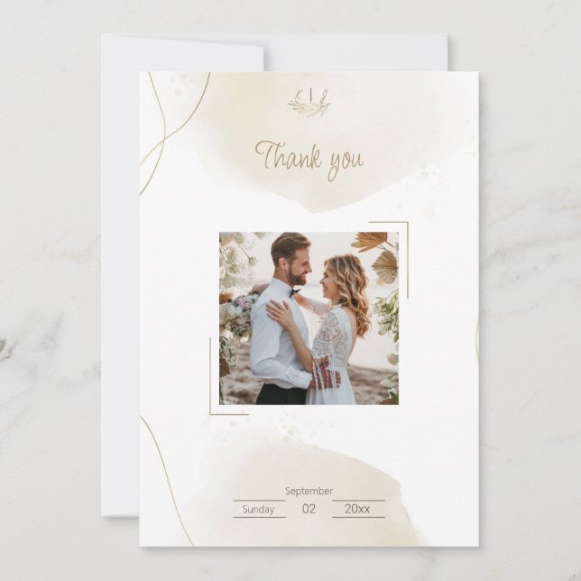 Chic Minimal Custom photo Thank You Wedding  (Front)