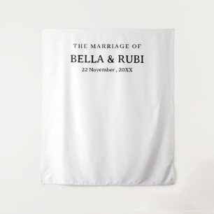 Chic Minimal Elegant Wedding Photo Backdrop Tapestry