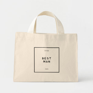 Chic Minimal French Black & White Best Man Mini Tote Bag