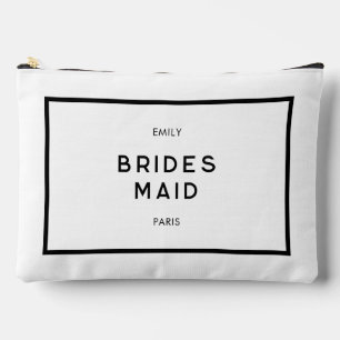 Chic Minimal French Black & White Bridesmaid Accessory Pouch
