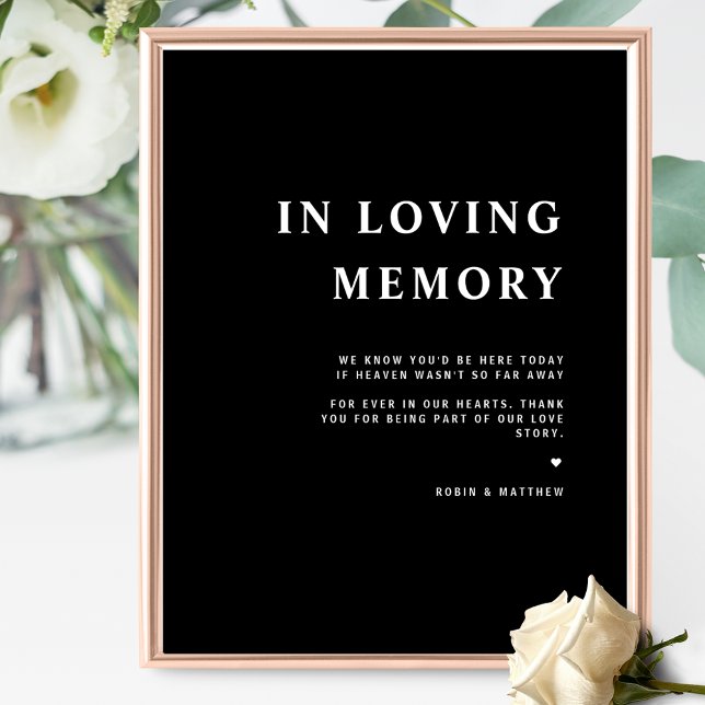 Chic, Minimal In Loving Memory Black Wedding Sign (Creator Uploaded)