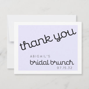 Chic Minimal Lavender Mod Script Bridal Brunch Thank You Card