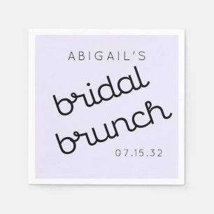 Chic Minimal Lavender Mod Script Brunch Paper Plat Napkin
