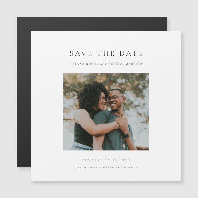 Chic Minimal Modern Photo Save the Date Magnet (Front/Back)