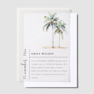 Chic Minimal Palm Trees Tropical Bridal Shower Vellum Invitations