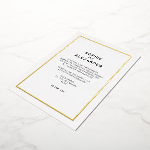 Chic Minimal Parisian French Gold Border Wedding