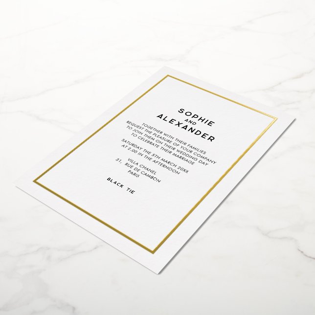 Chic Minimal Parisian French Gold Border Wedding (Rotated)