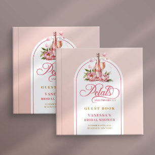 Chic minimal petals and prosecco blush gold guest book