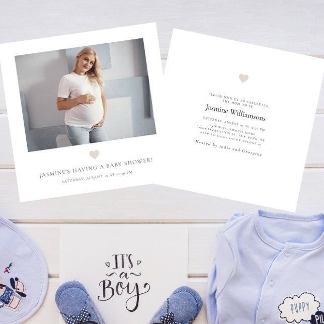 Chic minimal photo baby shower  invitation (Creator Uploaded)