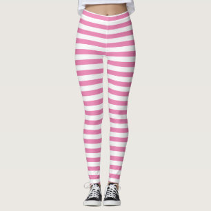 Chic Minimal Pink and White Striped Leggings