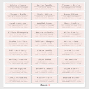 Chic Minimal Pink Wedding Guest Address Labels