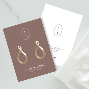 Chic Minimal Rose Custom Monogram Earring Display Business Card