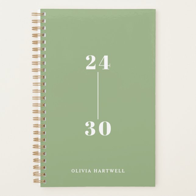 Chic Minimal Sage Green Typography Weekly Monthly Planner (Front)