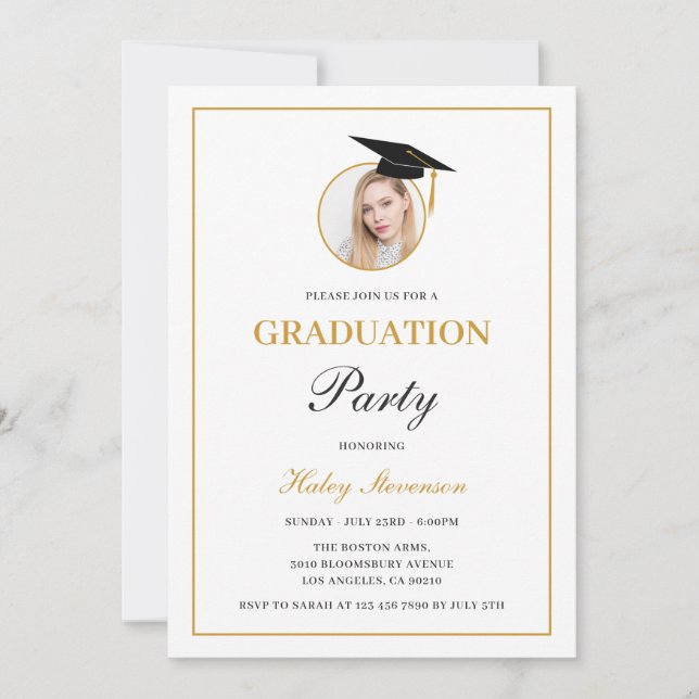 Chic Minimal Two Photo Graduation Party Invitation (Front)