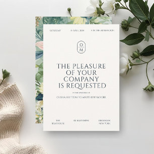 Chic Minimal Typography Monogram Wedding Invitation