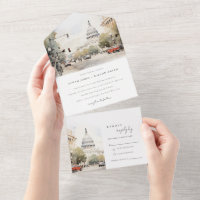 Chic Minimal Washington DC, USA Watercolor Wedding